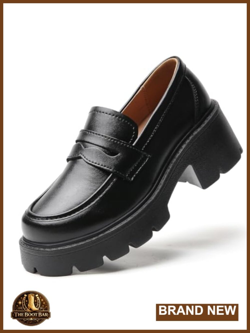 Women's Platform Loafers Chunky Block Heel Slip On Memory Foam Shoes